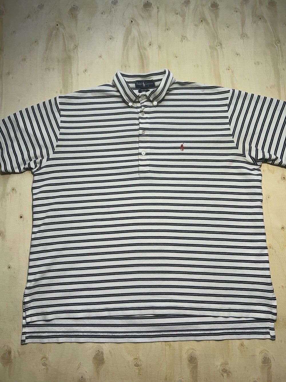 Polo Ralph Lauren Men's Big & Tall XL Striped Short Sleeve Polo Shirt White/Navy